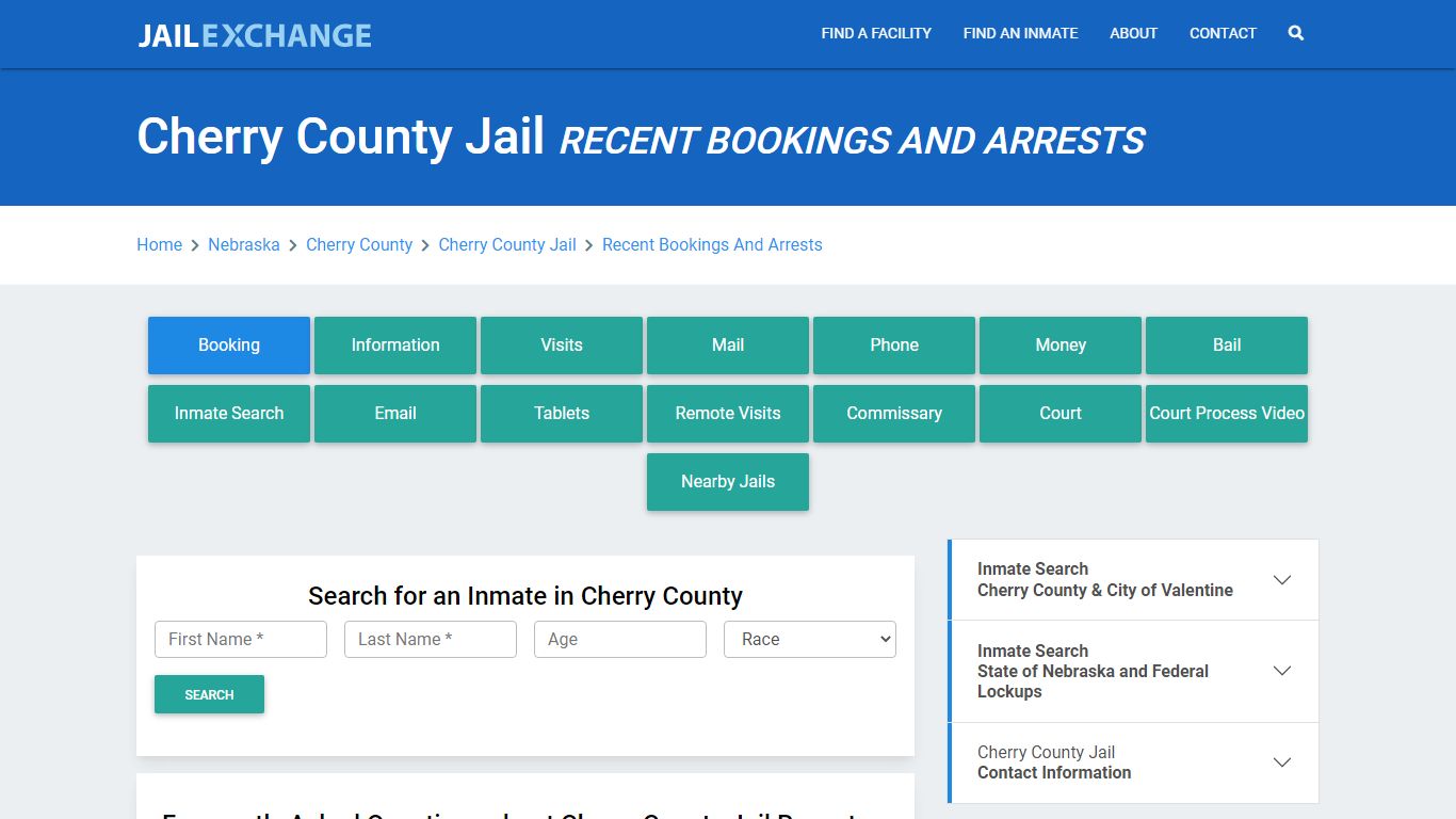 Cherry County Jail Recent Bookings And Arrests - Jail Exchange