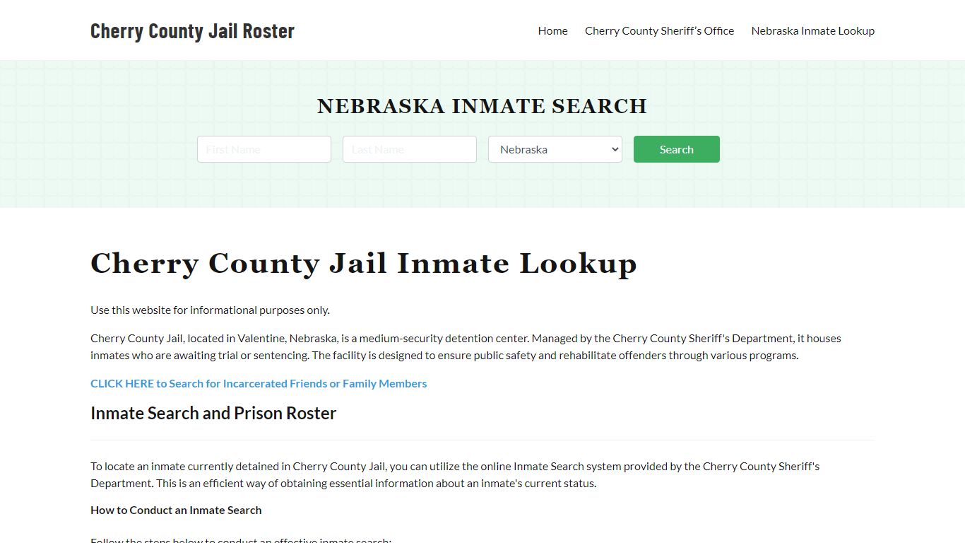 Cherry County Jail Roster Lookup, NE, Inmate Search