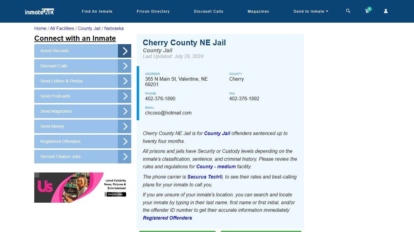 Cherry County NE Jail - Inmate Locator